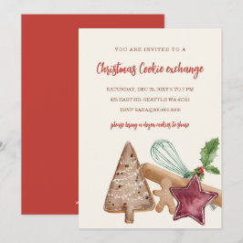 Red Green Festive Cookie Exchange Christmas Party Inbjudningar