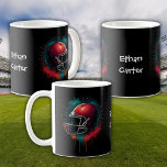 Red Green Football Helmet Kids Mug Kaffemugg<br><div class="desc">Start your kid’s day with energy using this vibrant football-themed mug featuring a red and green American football helmet. Perfect for boys who love sports,  this custom kids mug includes a personalized name – ideal for school mornings,  hot chocolate breaks,  or sports events.</div>