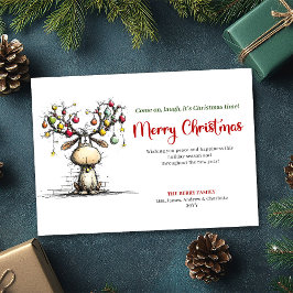 Red Green Funny Reindeer Christmas Greeting Julkort