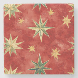 Red Green Gold Stars Christmas Stenunderlägg