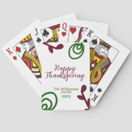 Red green happy Thanksgiving floral leaf fall Casinokort