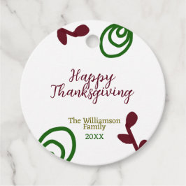 Red green happy Thanksgiving floral leaf fall Gåvor Etiketter