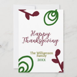 Red green happy Thanksgiving floral leaf fall Inbjudningar