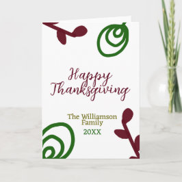 Red green happy Thanksgiving floral leaf fall Kort