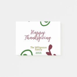 Red green happy Thanksgiving floral leaf fall Post-it Block