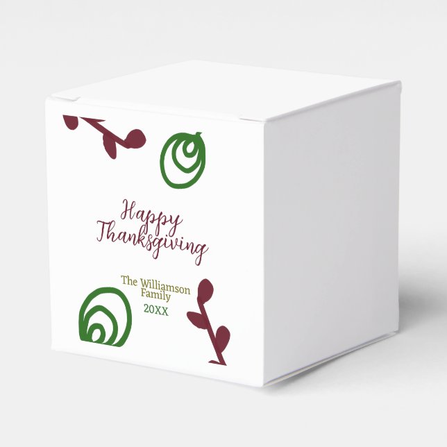 Red green happy Thanksgiving floral leaf fall Presentaskar (Framsidan Sidan)