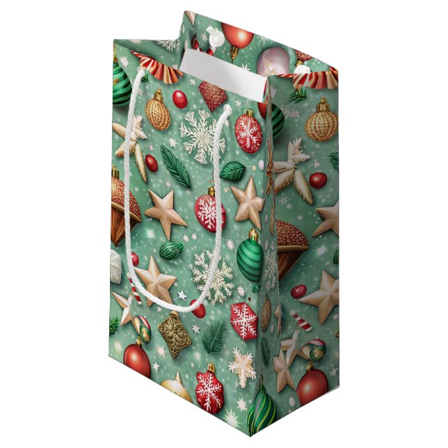 RED & GREEN ORNAMENTS & GOLD HOLIDAY STARS (Framsidan Vinklad)