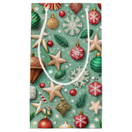 RED & GREEN ORNAMENTS & GOLD HOLIDAY STARS