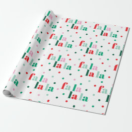 Red Green Pink Fa La La La Christmas Wrapping Pape Presentpapper