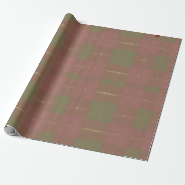 Red Green Plaid Pattern Presentpapper (Utrullad)