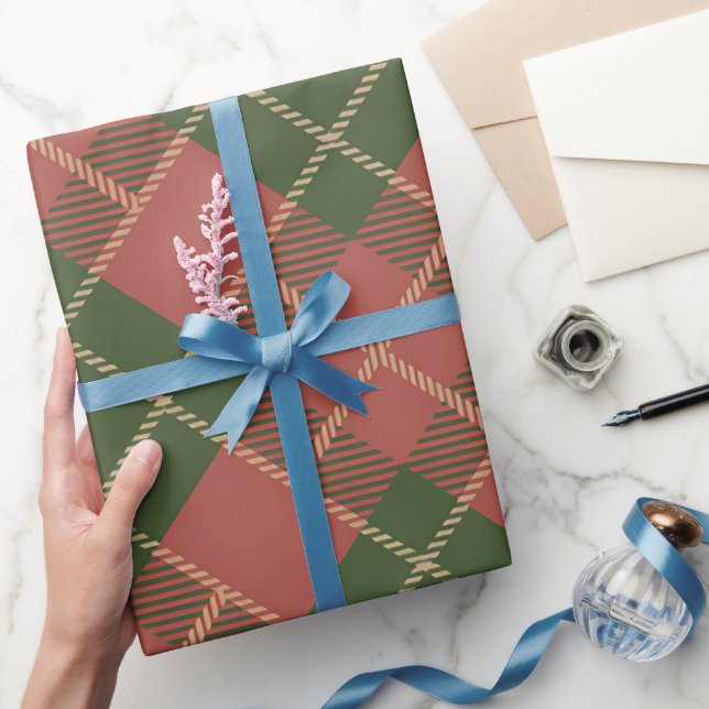 Red Green Plaid Pattern Wrapping Paper Presentpapper (Gifting)