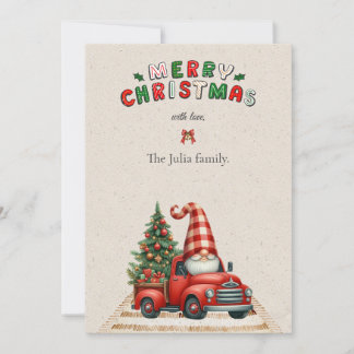 🎄Red & Green Santa Vintage Car Christmas Julkort