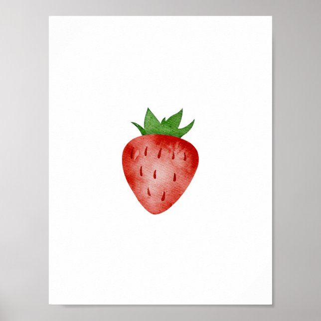 Red & Green Strawberry Summer Spring Fruit Poster (Framsidan)