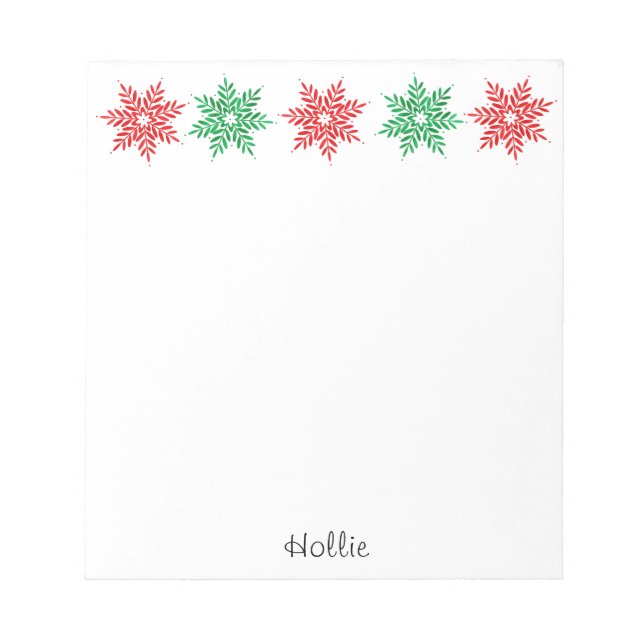 Red & Green Watercolor Snowflakes Anteckningsblock (Framsida)