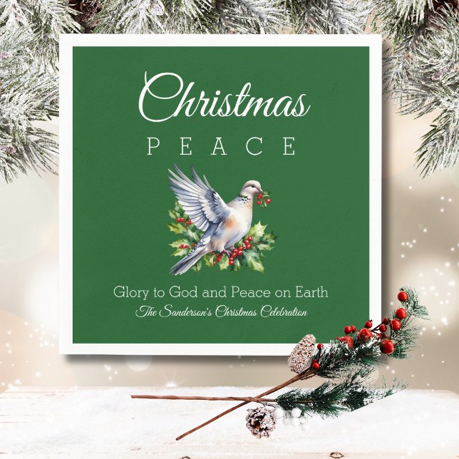 Red Green White Peace Dove Christian Christmas Pappersservett (Skapare uppladdad)