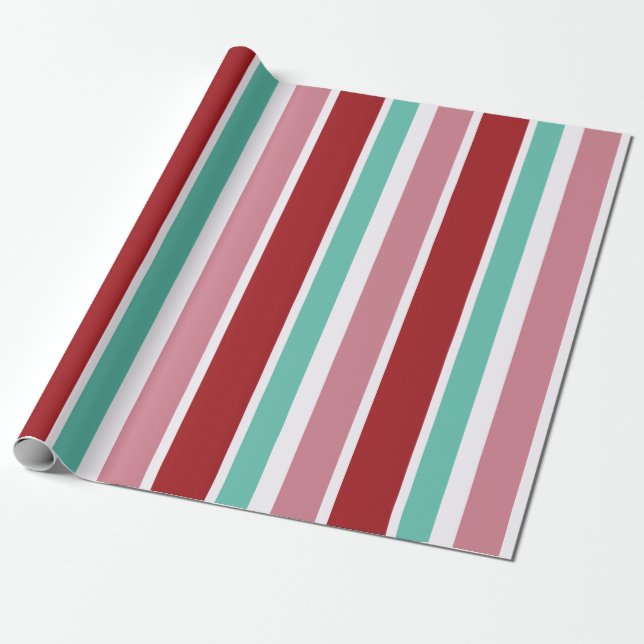 Red Green & White Snowflake Lane Wrapping Paper Presentpapper (Utrullad)