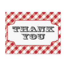 Red Gringham Mönster Tack för dina vykort