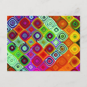 Red Grönt Abstrakt Mosaic Vykort