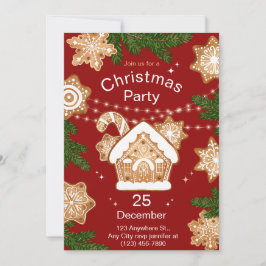 Red Grönt Beige Watercolor Illustrated Inbjudningar