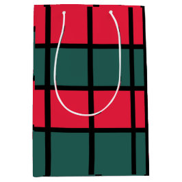 Red Grönt Black Checkated Rand Mönster