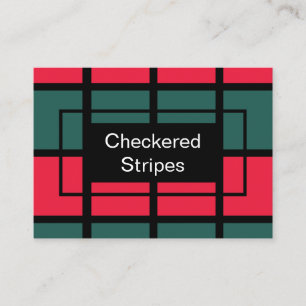 Red Grönt Black Checkated Rand Mönster Visitkort