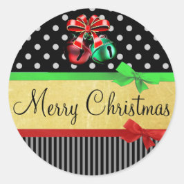 Red Grönt Black Guld God jul Bows Stickers Runt Klistermärke
