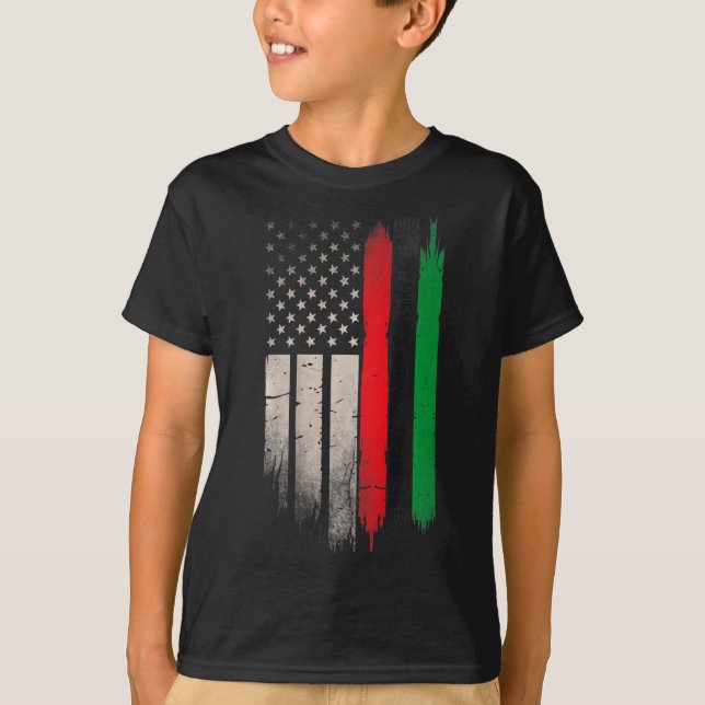 Red Grönt Black History American African Flagga 1 T Shirt (Framsida)