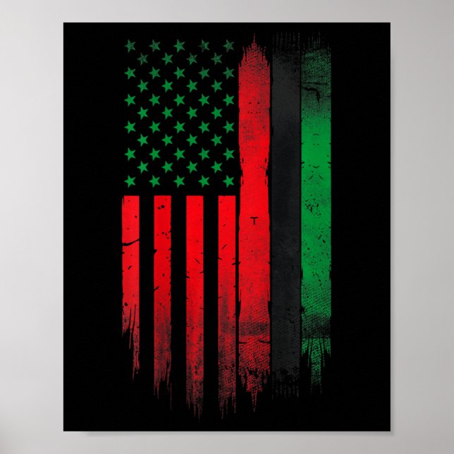 Red Grönt Black History American African Flagga Poster (Framsidan)