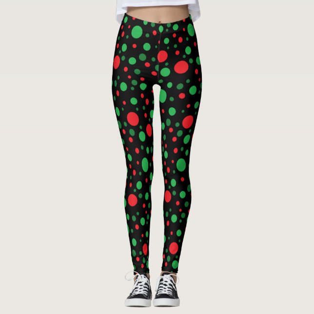 Red Grönt Black jul Helgdag Leggings (Framsida)