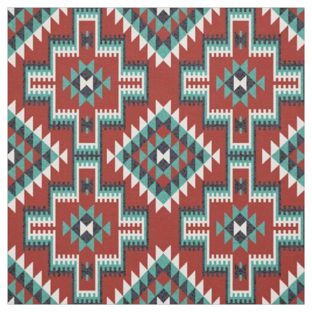 Red Grönt Black White Oriental Kilim Mönster Tyg (Provkarta)