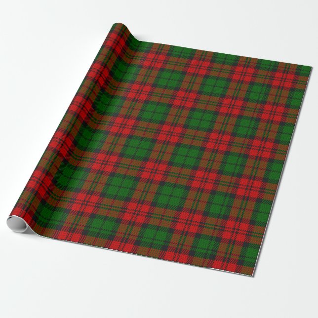 Red Grönt Blackwatch Campbell Tartan Play Presentpapper (Utrullad)