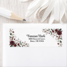 Red & Grönt Blommigt Gräns Adress Sticker