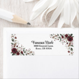 Red & Grönt Blommigt Gräns Adress Sticker Returadress Etikett