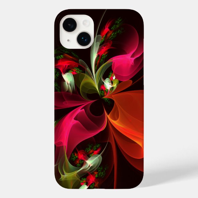 Red Grönt Blommigt Modern Abstrakt Art Mönster #02 (Baksida)