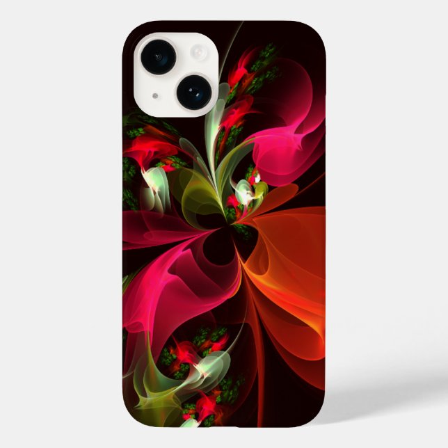 Red Grönt Blommigt Modern Abstrakt Art Mönster #02 (Baksida)