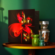 Red Grönt Blommigt Modern Abstrakt Art Mönster #02