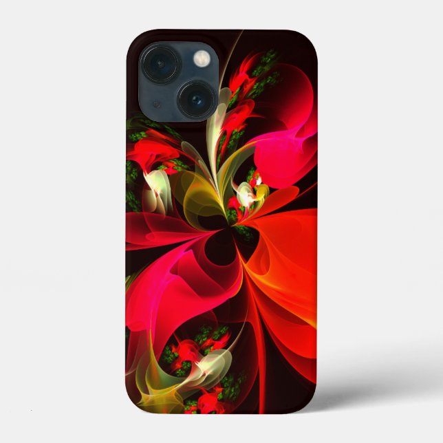 Red Grönt Blommigt Modern Abstrakt Art Mönster #02 (Baksida)