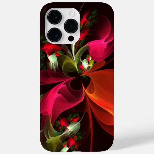Red Grönt Blommigt Modern Abstrakt Art Mönster #02 (Baksida)