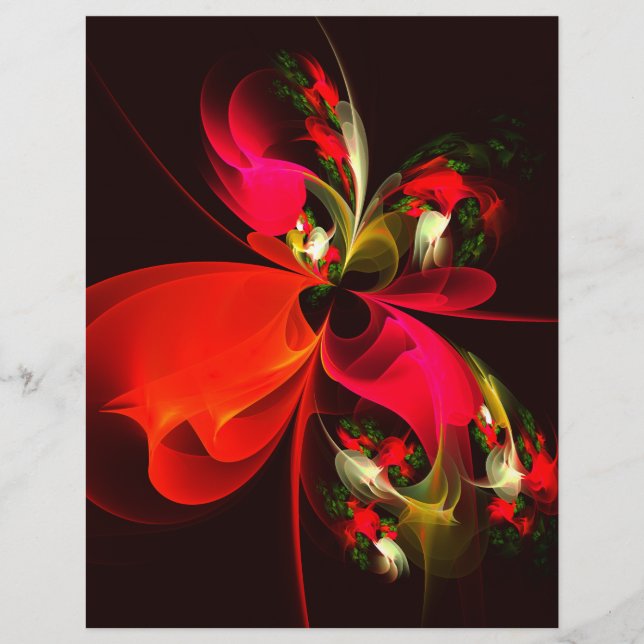 Red Grönt Blommigt Modern Abstrakt Art Mönster #02 (Framsida)