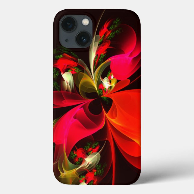 Red Grönt Blommigt Modern Abstrakt Art Mönster #02 (Baksida)