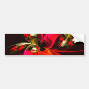 Red Grönt Blommigt Modern Abstrakt Art Mönster #02 Bildekal