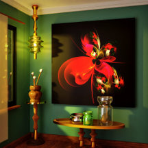 Red Grönt Blommigt Modern Abstrakt Art Mönster #02