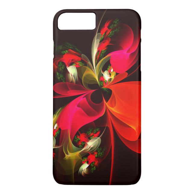 Red Grönt Blommigt Modern Abstrakt Art Mönster #02 Case-Mate iPhone Skal (Baksida)