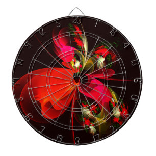 Red Grönt Blommigt Modern Abstrakt Art Mönster #02 Darttavla