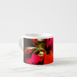 Red Grönt Blommigt Modern Abstrakt Art Mönster #02 Espressomugg