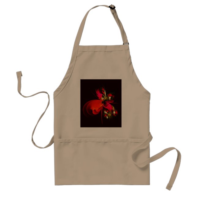 Red Grönt Blommigt Modern Abstrakt Art Mönster #02 Förkläde (Framsidan)