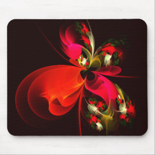Red Grönt Blommigt Modern Abstrakt Art Mönster #02 Musmatta