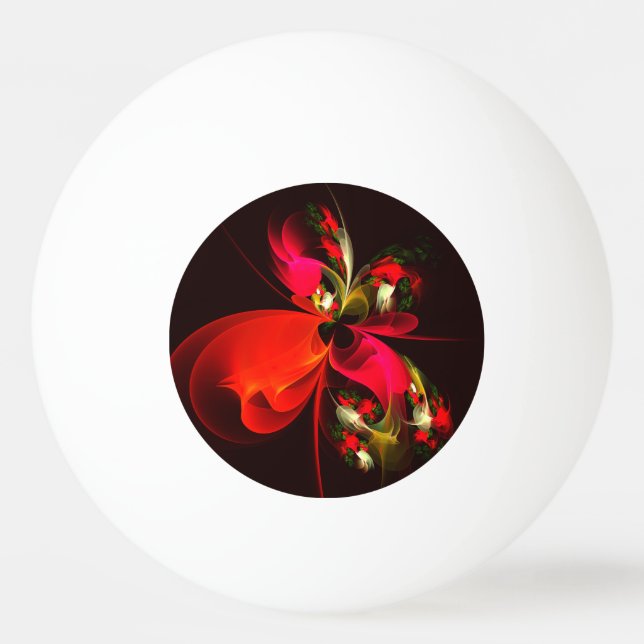 Red Grönt Blommigt Modern Abstrakt Art Mönster #02 Pingisboll (Framsidan)