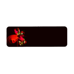 Red Grönt Blommigt Modern Abstrakt Art Mönster #02 Returadress Etikett