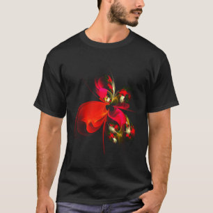 Red Grönt Blommigt Modern Abstrakt Art Mönster #02 T Shirt